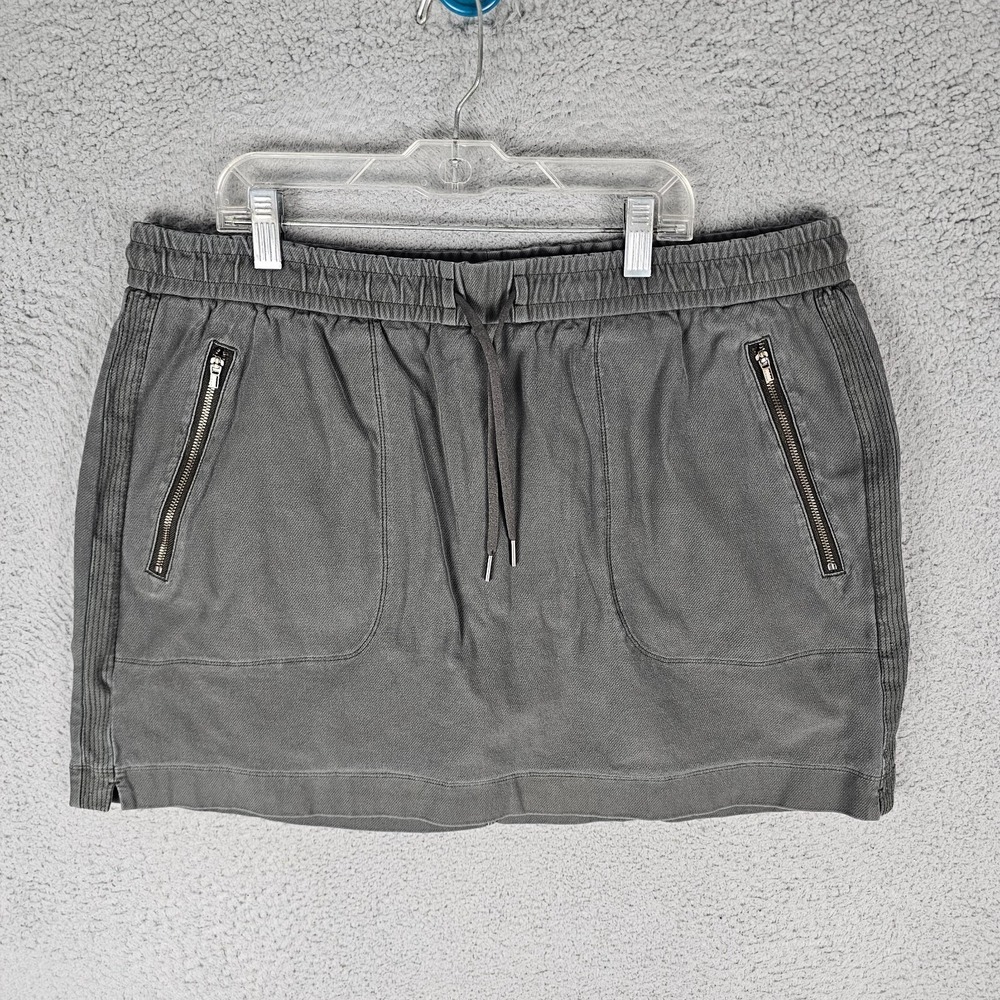 Athleta Skirt Womens 16 Gray Farallon Mini Zipper Pockets Drawstring 502523-00